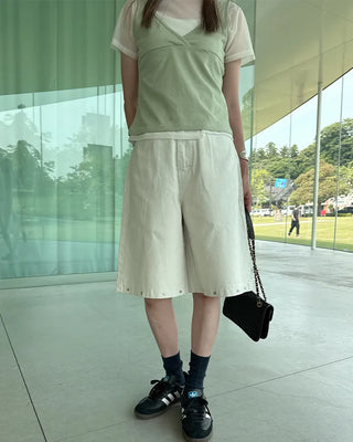 Studded Bermuda shorts