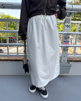 White lace point long skirt