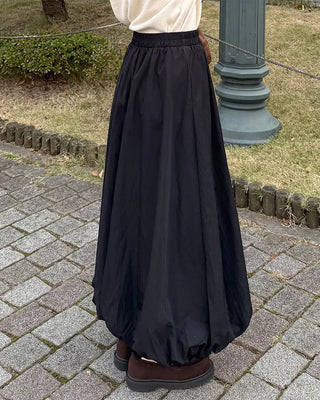 Balloon long elastic waist skirt