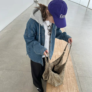 Big leopard print shoulder bag