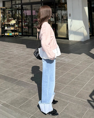 Wide bootcut denim pants