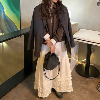 Long skirt with ruffled hem