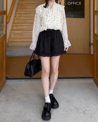 Punching Can-Can Frill Elastic Waist Shorts