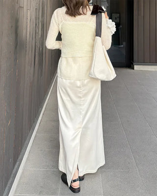 Satin long skirt