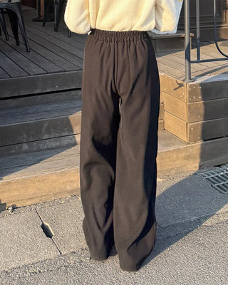 Belted back elastic waist slacks