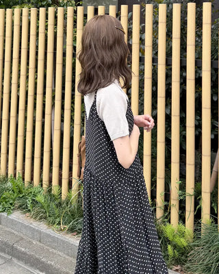 V-neck polka dot long dress