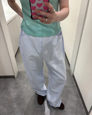 Striped Summer Cotton Wide Pants