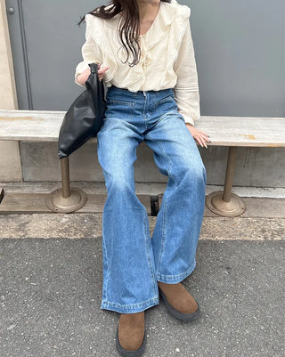 Frilled ribbon blouse