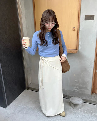 Layered wrap skirt and pants set
