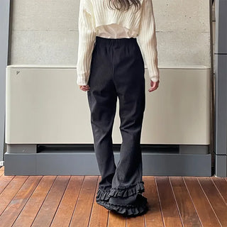 Ribbed Frill Banding Pants