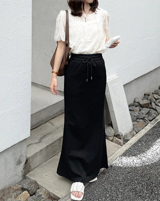 Lace frill blouse set