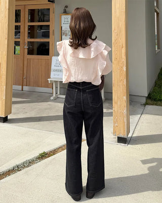 Ruffled V-neck blouse