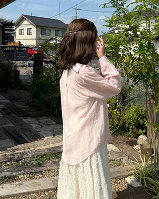Pastel-colored sheer shirt