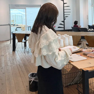 Double ruffle knit cardigan