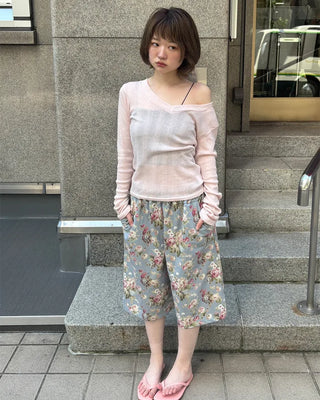 Flower pattern Bermuda shorts