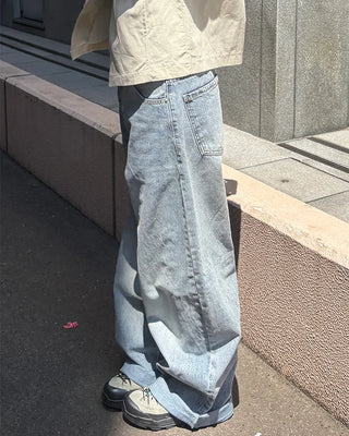 Basic wide-leg denim pants