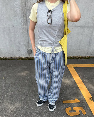 Wide-fit striped easy pants