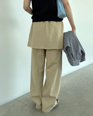 Layered wrap skirt pants