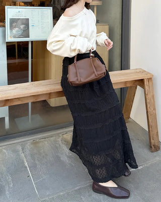 Polka Dot Frill Long Skirt