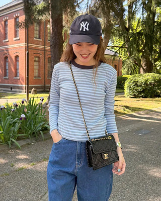 Pointelle Border Round Neck T-Shirt