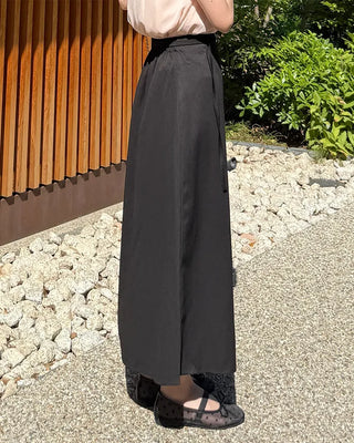 Belted A-line simple long skirt