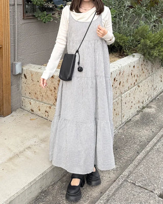Checked Camisole Long Dress