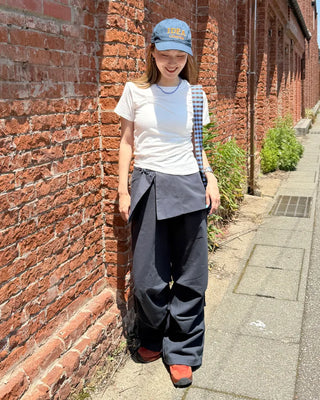 Unique pintuck semi-cropped French T-shirt