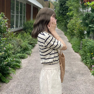 Striped short-sleeved knit