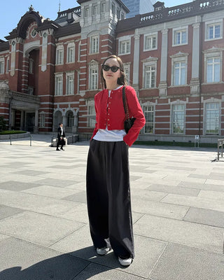 Pintuck striped wide slacks