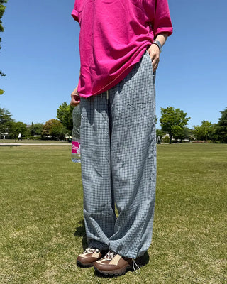 2-way hem check easy pants