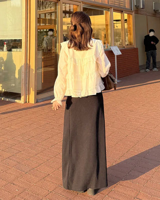 Ribbed maxi long skirt