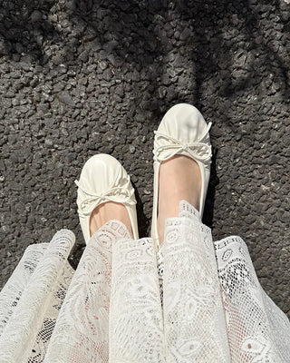 Shirred Ribbon Flat Shoes