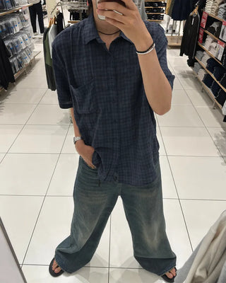 Checked short-sleeved shirt