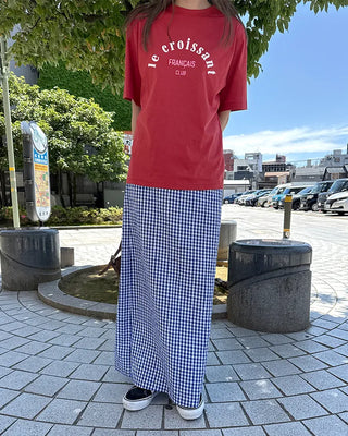 Gingham check maxi skirt