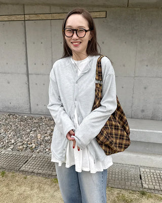Round neck ribbed cardigan
