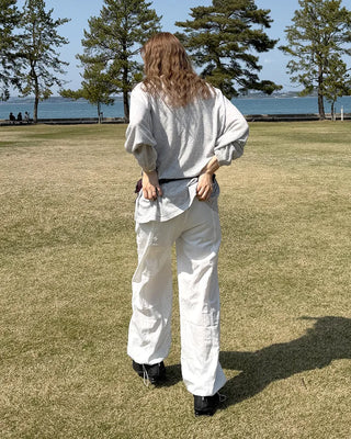 Center seam nylon parachute pants