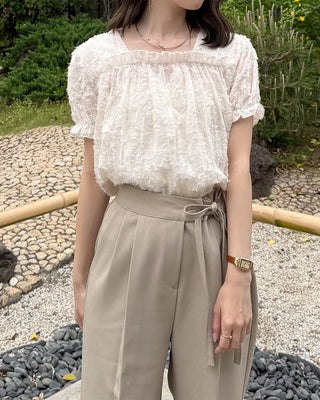 Lace short-sleeved blouse