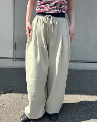 Waistband String Pintuck Sweatpants