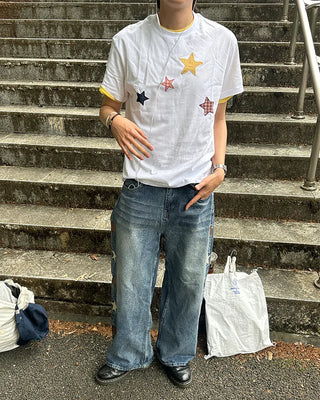 (Unisex) Star Patch Point Short Sleeve T-Shirt