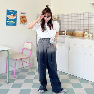 Pleated short-sleeved blouse
