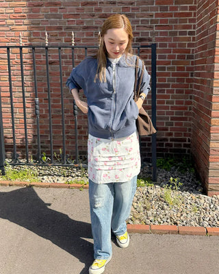 Vintage rose pattern midi skirt