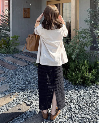 Linen Overfit Short-Sleeve Jacket