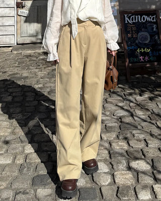 Classic pleated wide slacks
