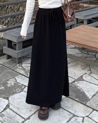 A-line ribbed long skirt