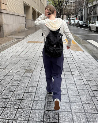 Square pocket nylon backpack