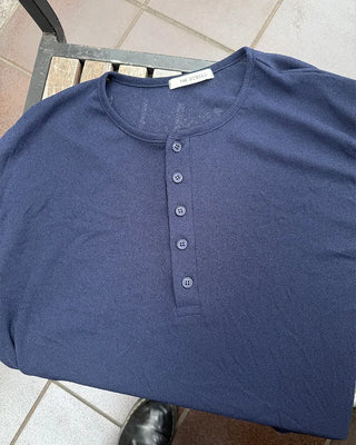 Henley neck summer long-sleeved knit