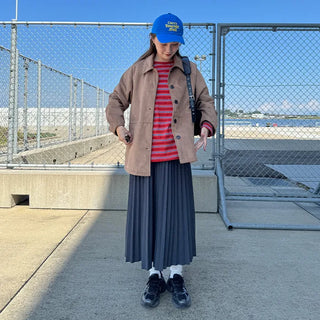 Suede mid-length coat