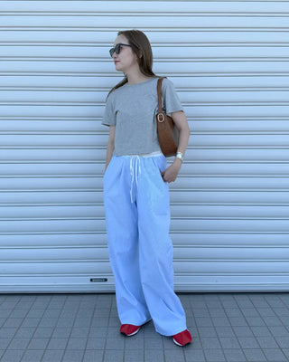 Color-blocked mini striped pants