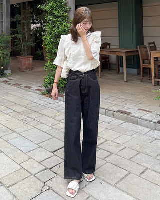 Punched ruffle blouse