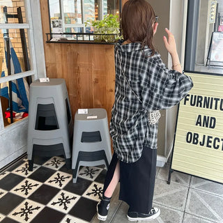 Checked loose-fit shirt